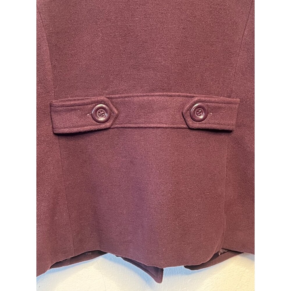 Dollhouse Women's Burgundy Peacoat Jacket Faux Fur Collar XL Double Breasted - Picture 9 of 16